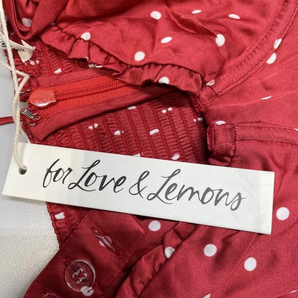 For Love & Lemons Women’s Willa Ditsy Dot Mini Dress – Red – Size M - Picture 10 of 11